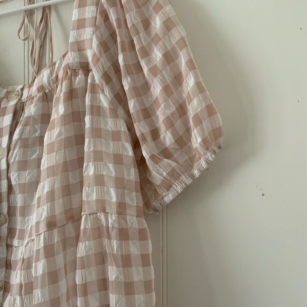 En Saison Beige and White Gingham Midi Dress - Picture 8 of 9
